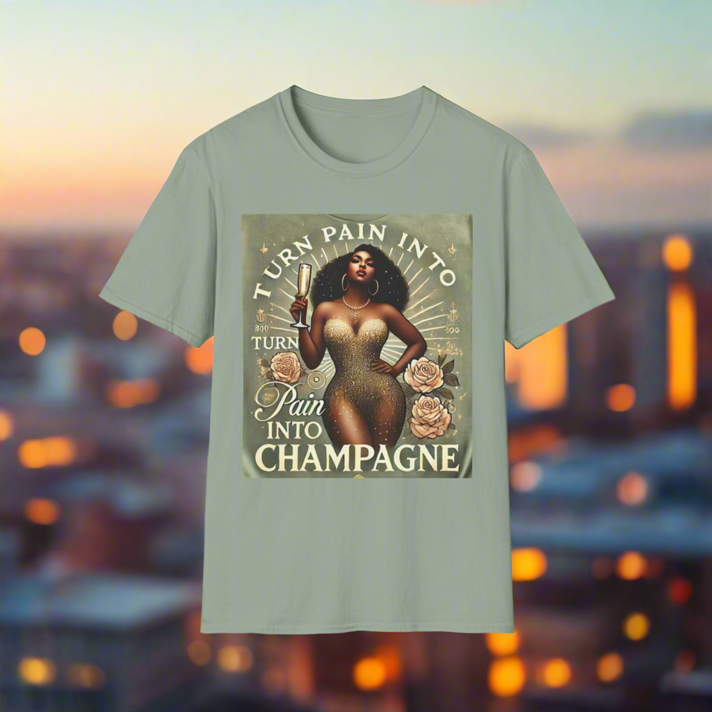 Empowerment Vintage Tee, Turn Pain into Champagne Shirt, Gift for Her, Motivational T-Shirt, Inspirational Apparel, Self-Love Fashion