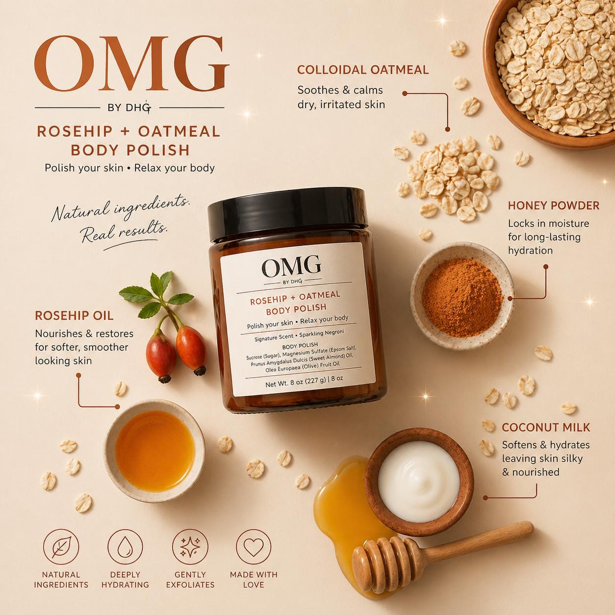 Rosehip+Oatmeal Body Polish OMG by DHG