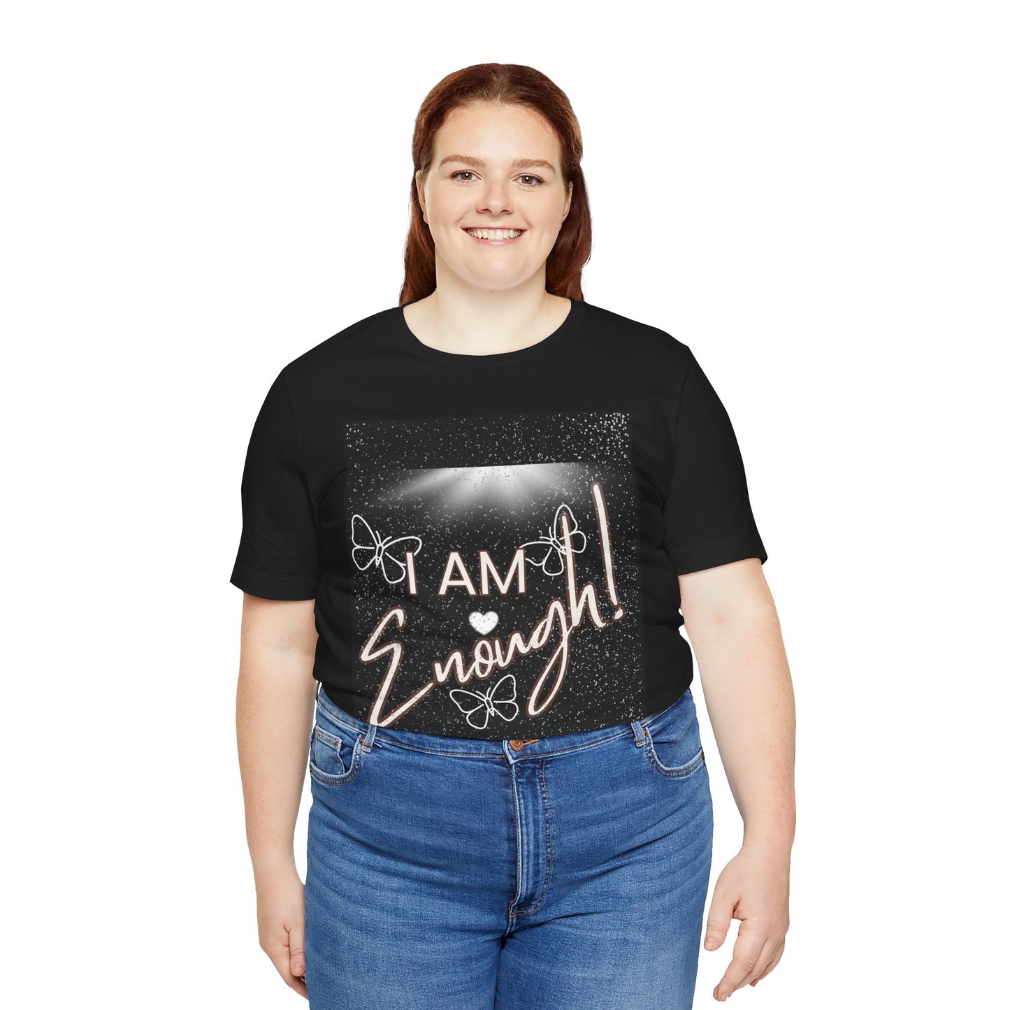 Empowering Butterfly Tee - I Am Enough! Unisex T-Shirt, Inspirational Gift, Motivational Wear, Positive Message Shirt, Butterfly Art